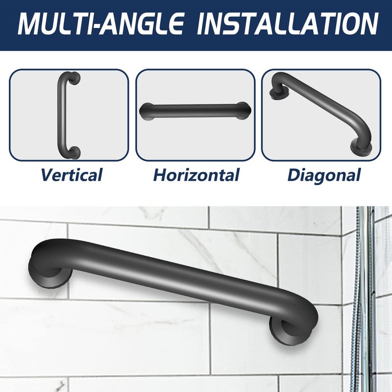 Conwithna Safety Handle Bar Iron Outdoor Deck Rail Banister Bath Shower Indoor & Outdoor Deck Hand Rail 500LBS Load Capacity Wall Mount Stainless Steel 2 Pack - Image 4